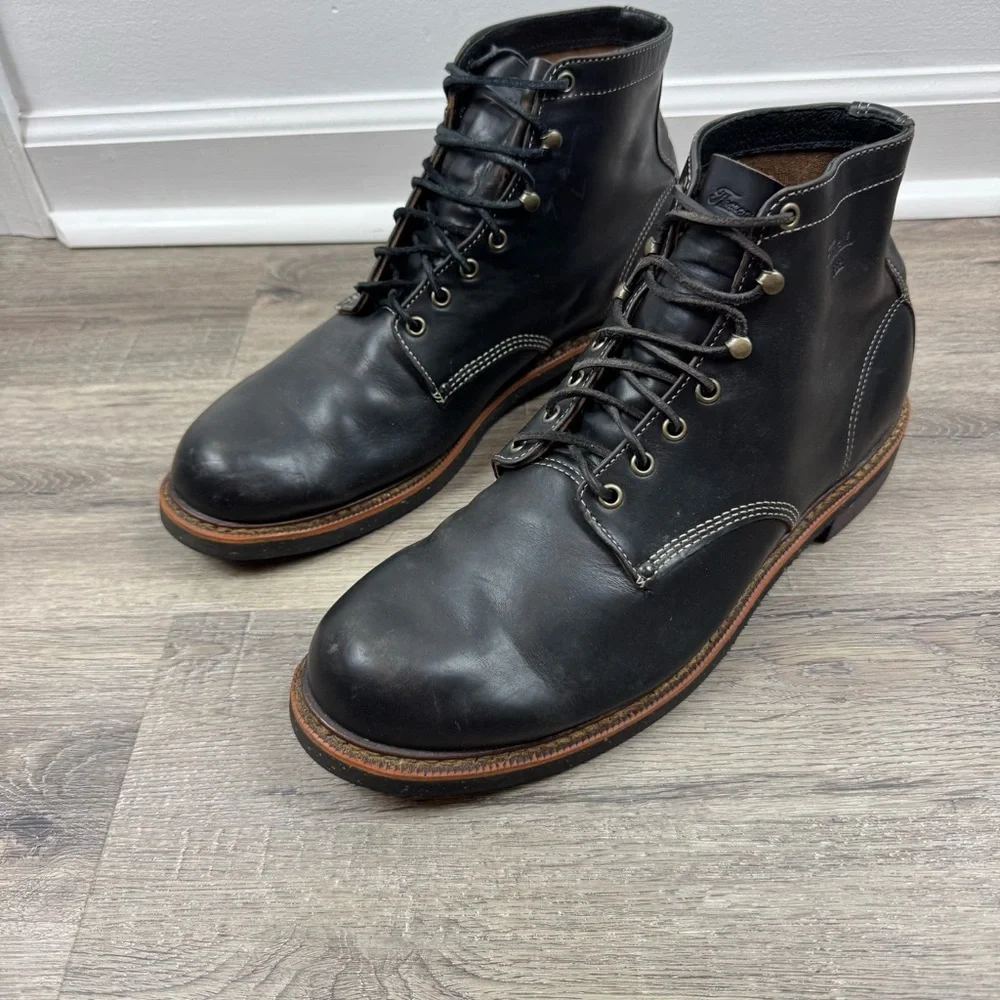 Thorogood 1892 Beloit Black Leather Boots Men’s Size 13 Work Cork Lace Up - Picture 1 of 15